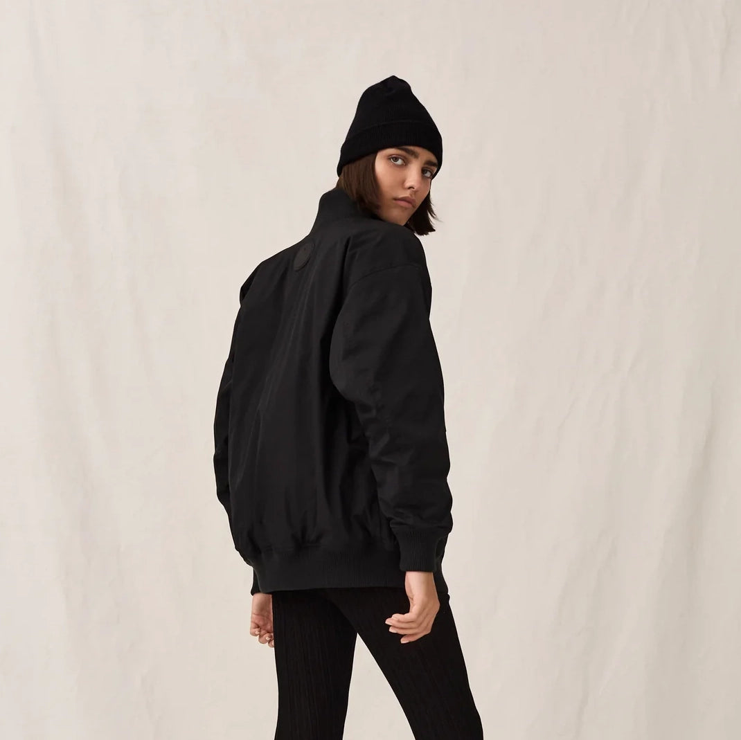 Luxton Oversize Bomber Jacket in Black, size Small (Fits S-M)