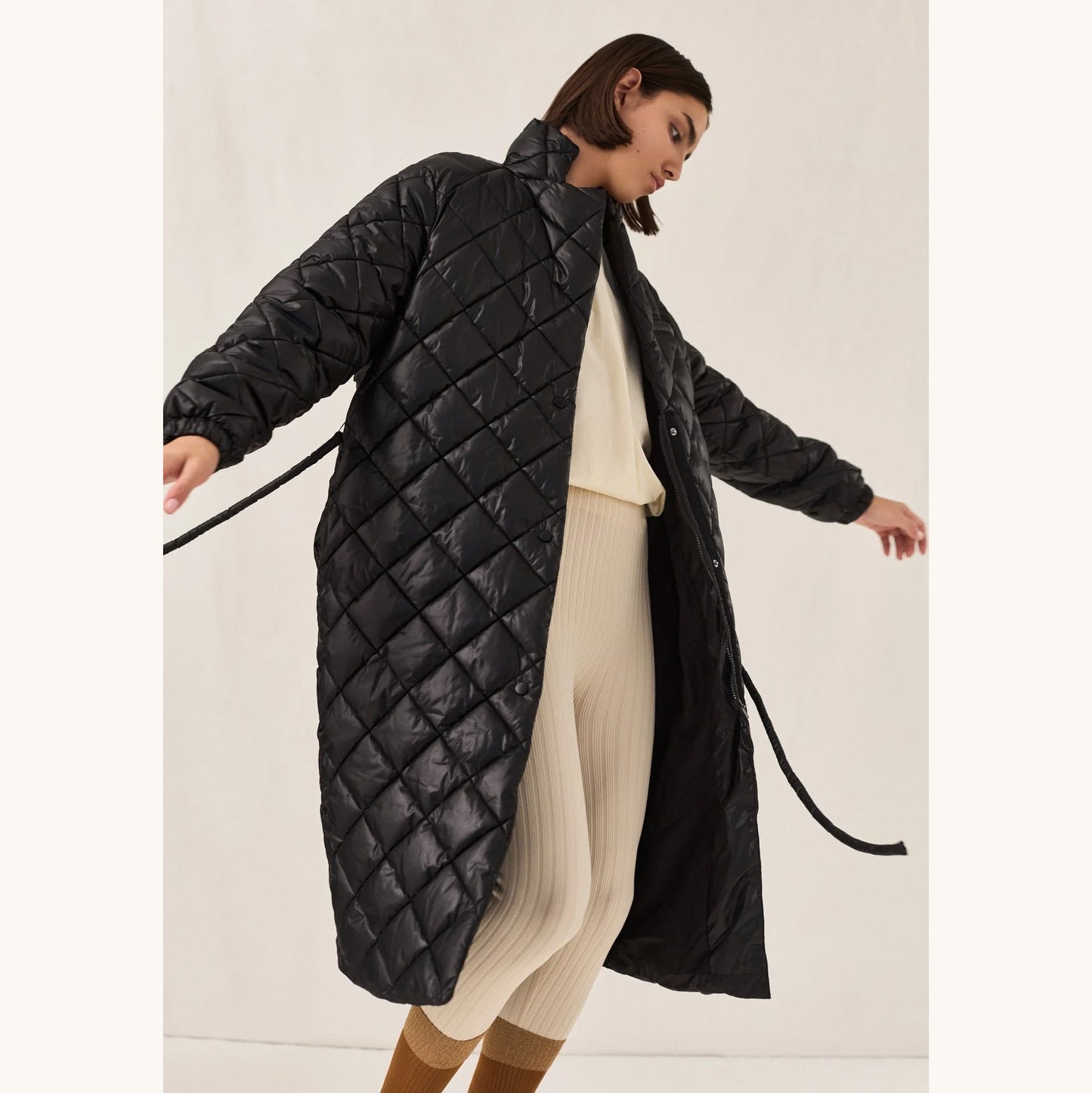 Luxton Quilted "Curve" Coat in Copper/Gold, size Medium
