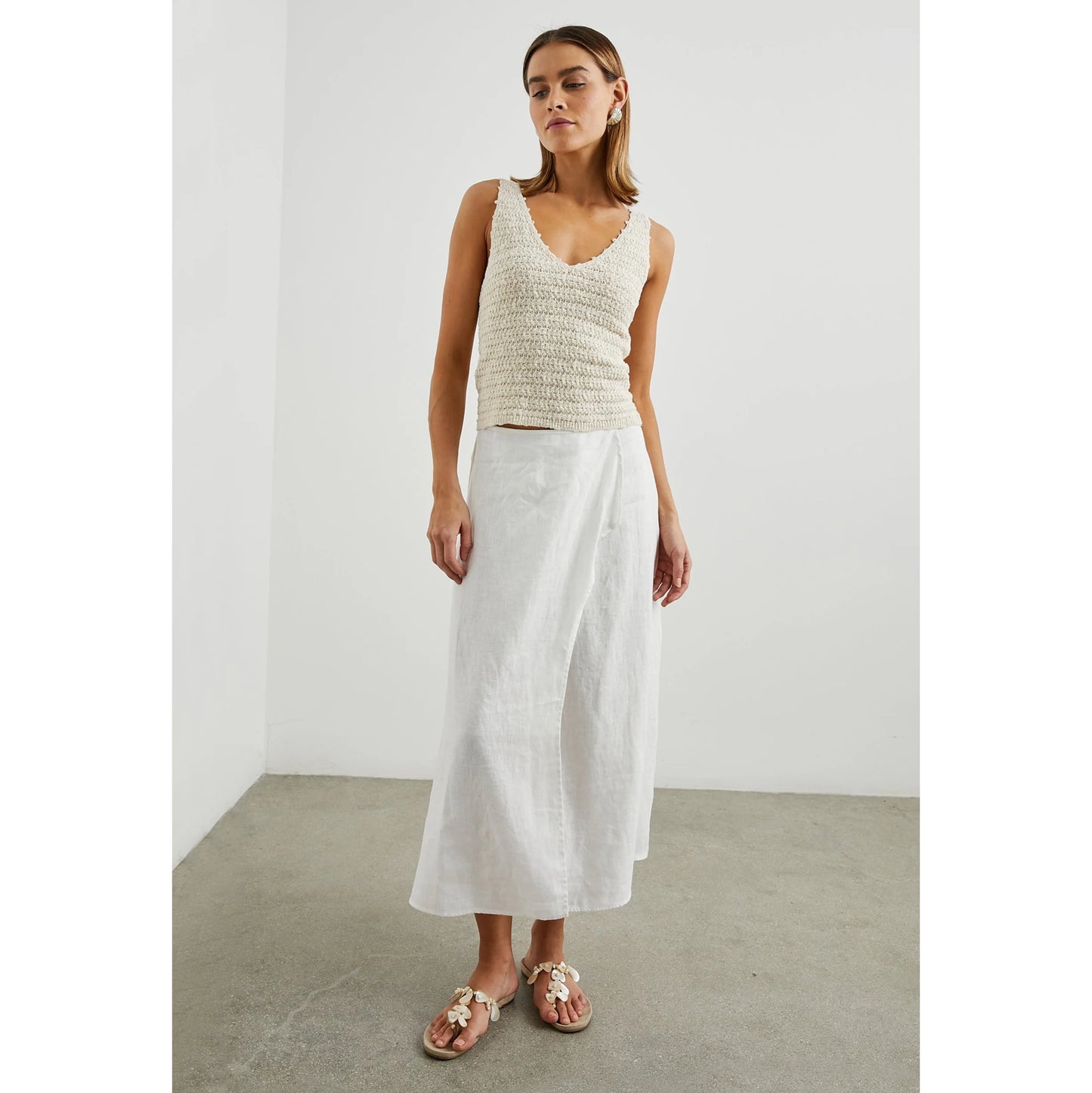 Rails "Matilde" Crochet Cotton Tank in "Oat", size Large