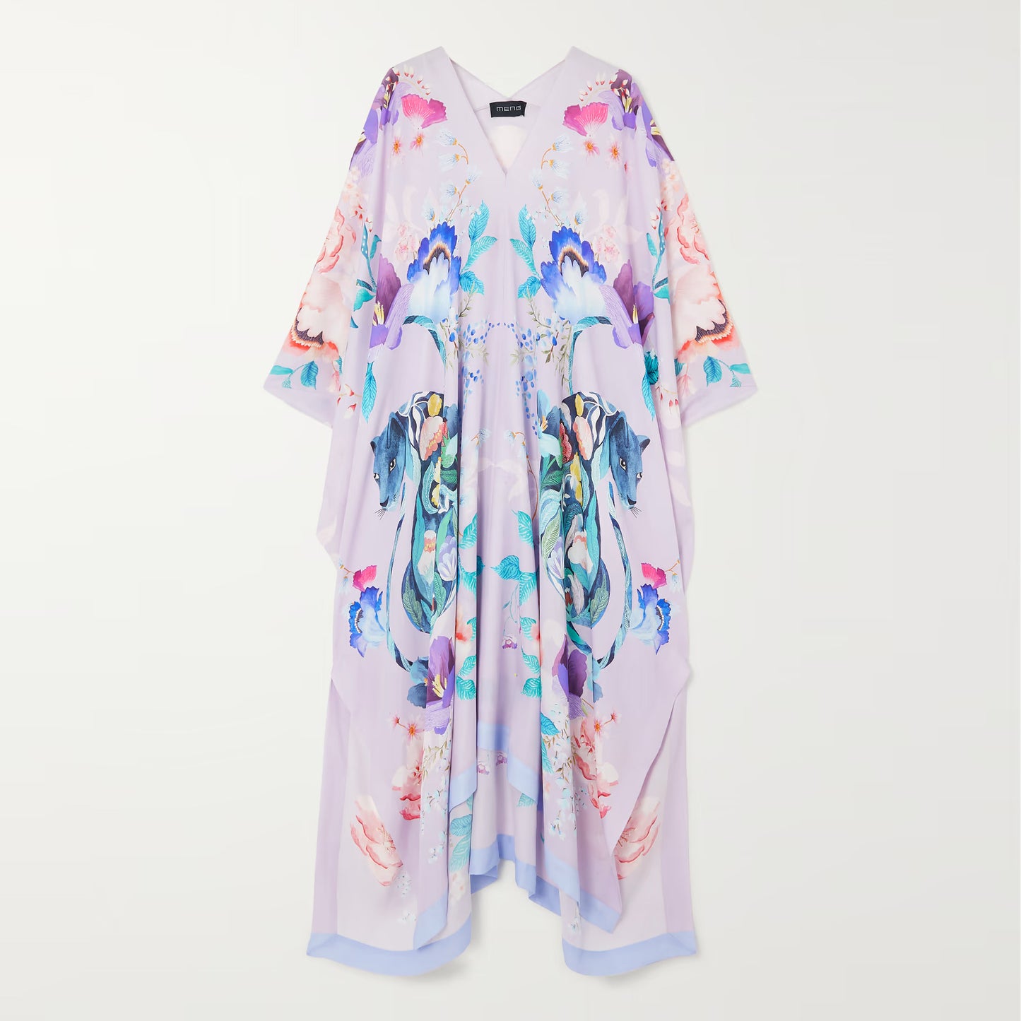 MENG Printed Silk Kaftan in Lilac, One Size Only