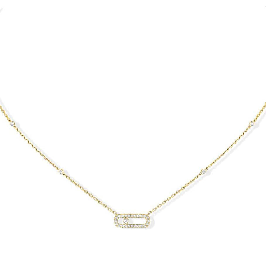 MESSIKA "Move Uno" 18K Yellow Gold Pavé Necklace With Diamonds