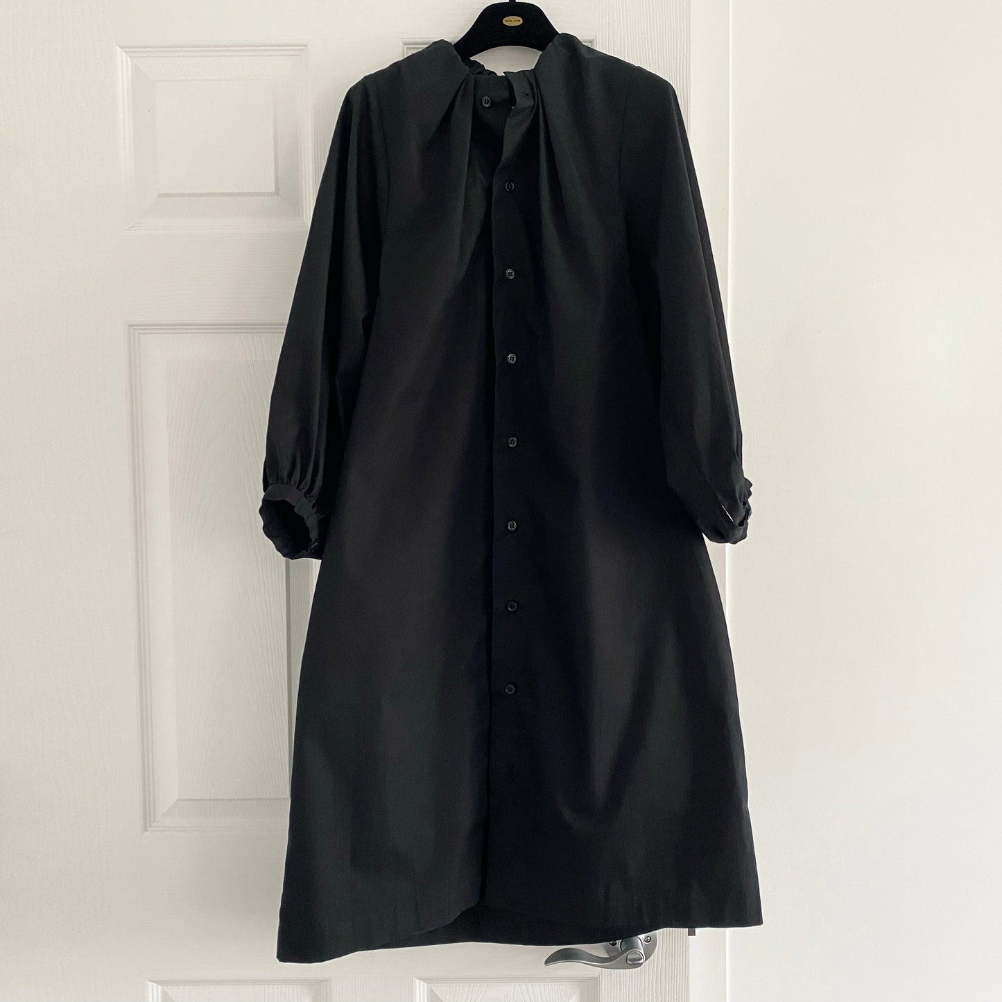 MM6 Gathered Neck Poplin Shirt Dress in Black, size 36 (fits XS/S)