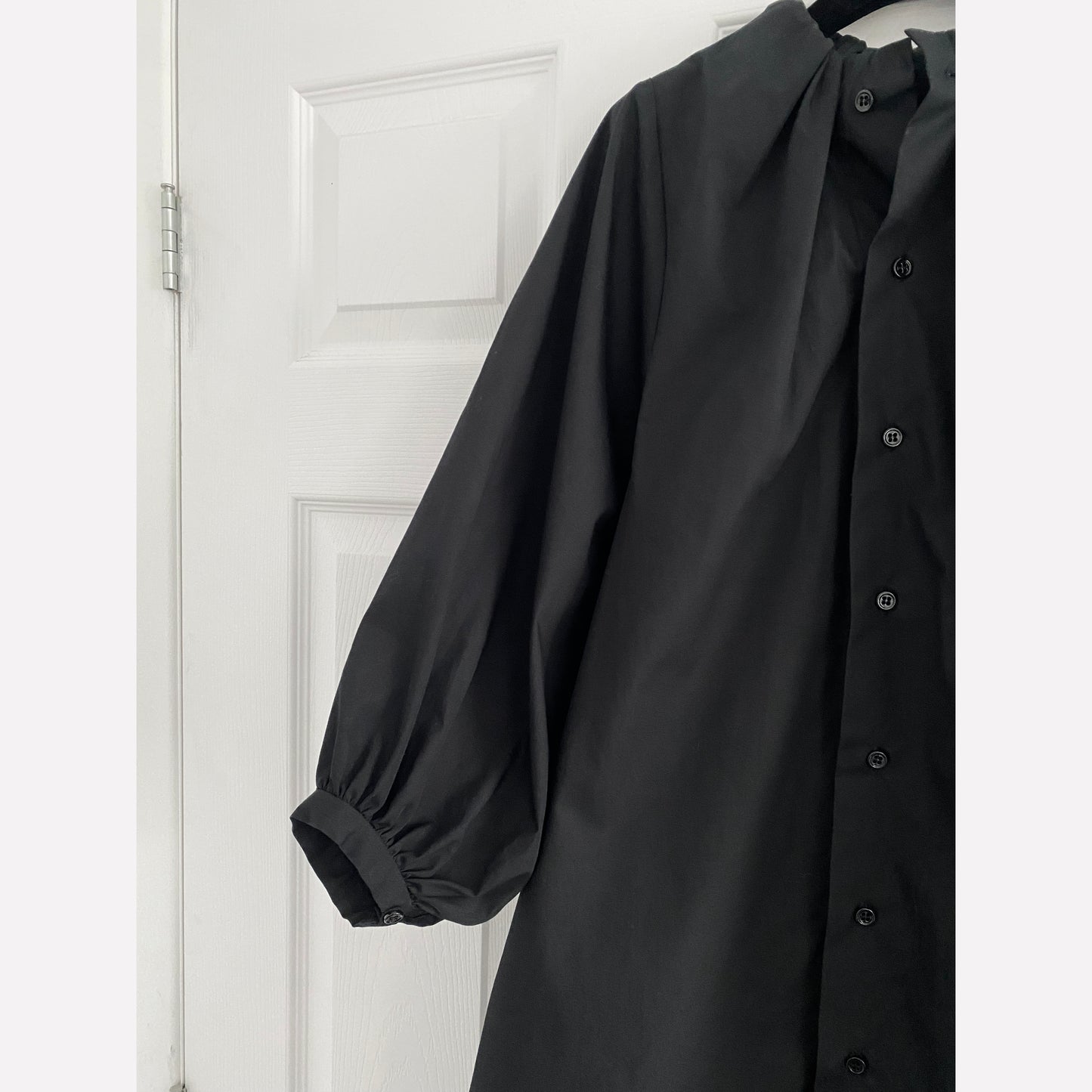 MM6 Gathered Neck Poplin Shirt Dress in Black, size 36 (fits XS/S)