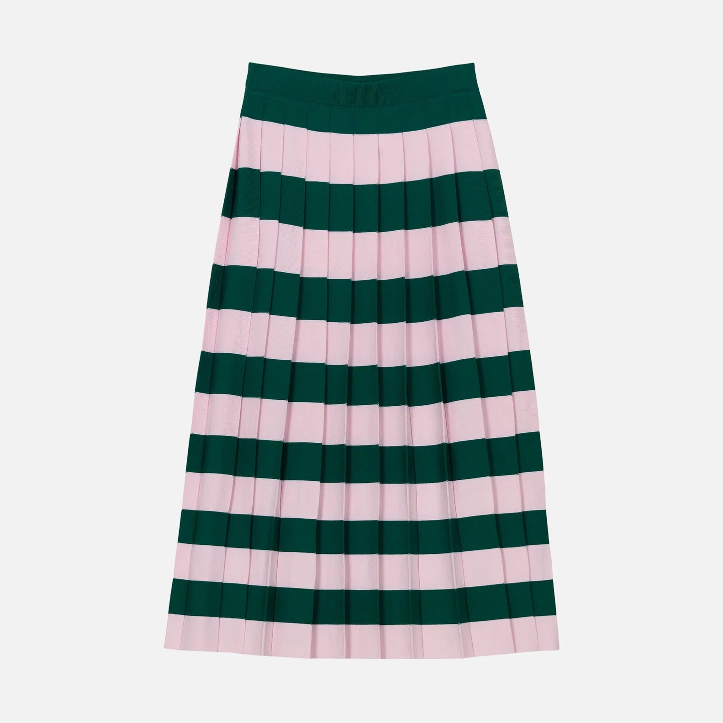 Marimekko Striped Knit Pleated Skirt in Pink/Green, size Small