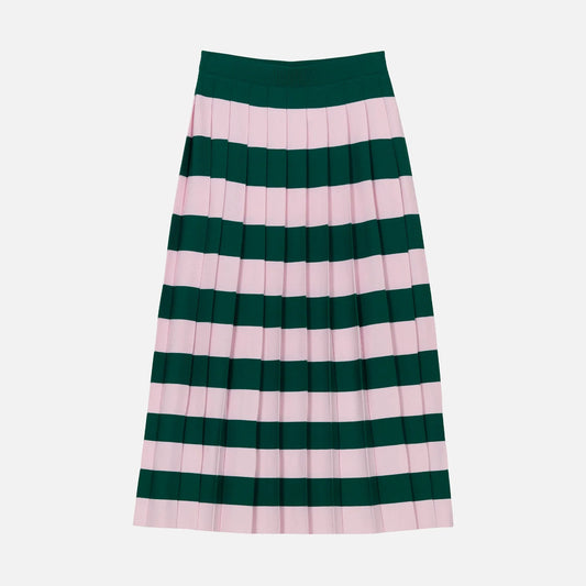 Marimekko Striped Knit Pleated Skirt in Pink/Green, size Small
