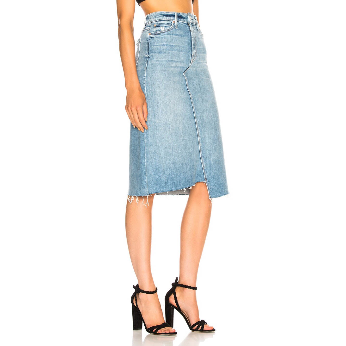 Mother Denim "A Step Midi" Denim Skirt in "Misbeliever", size 26