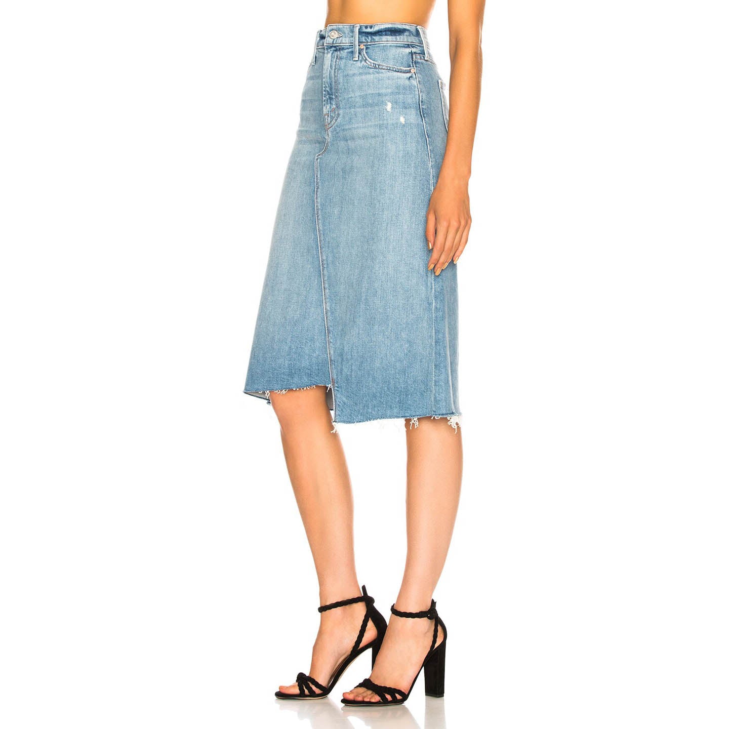 Mother Denim "A Step Midi" Denim Skirt in "Misbeliever", size 26
