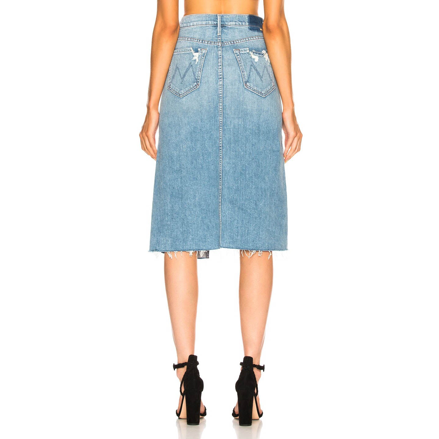 Mother Denim "A Step Midi" Denim Skirt in "Misbeliever", size 26