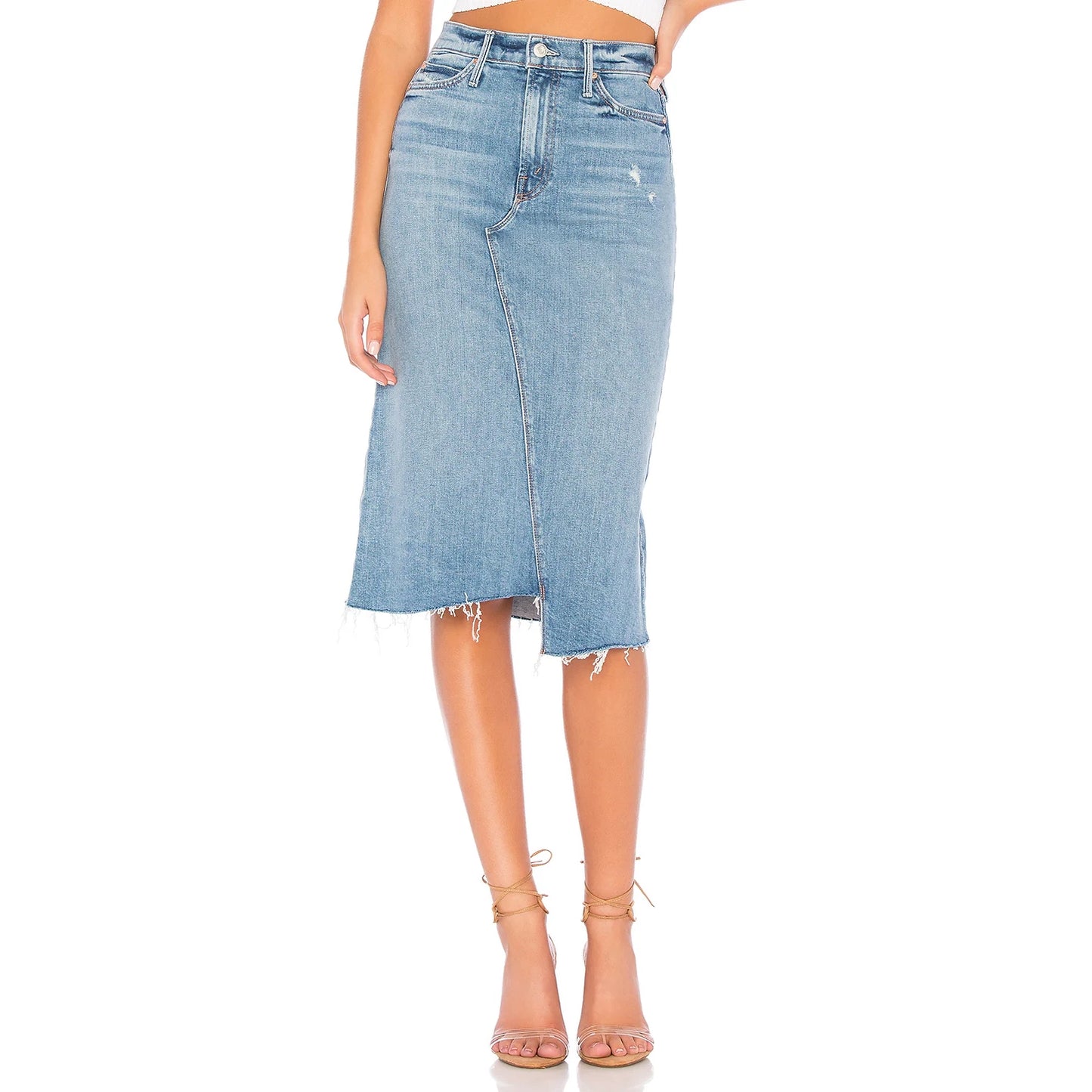 Mother Denim "A Step Midi" Denim Skirt in "Misbeliever", size 26