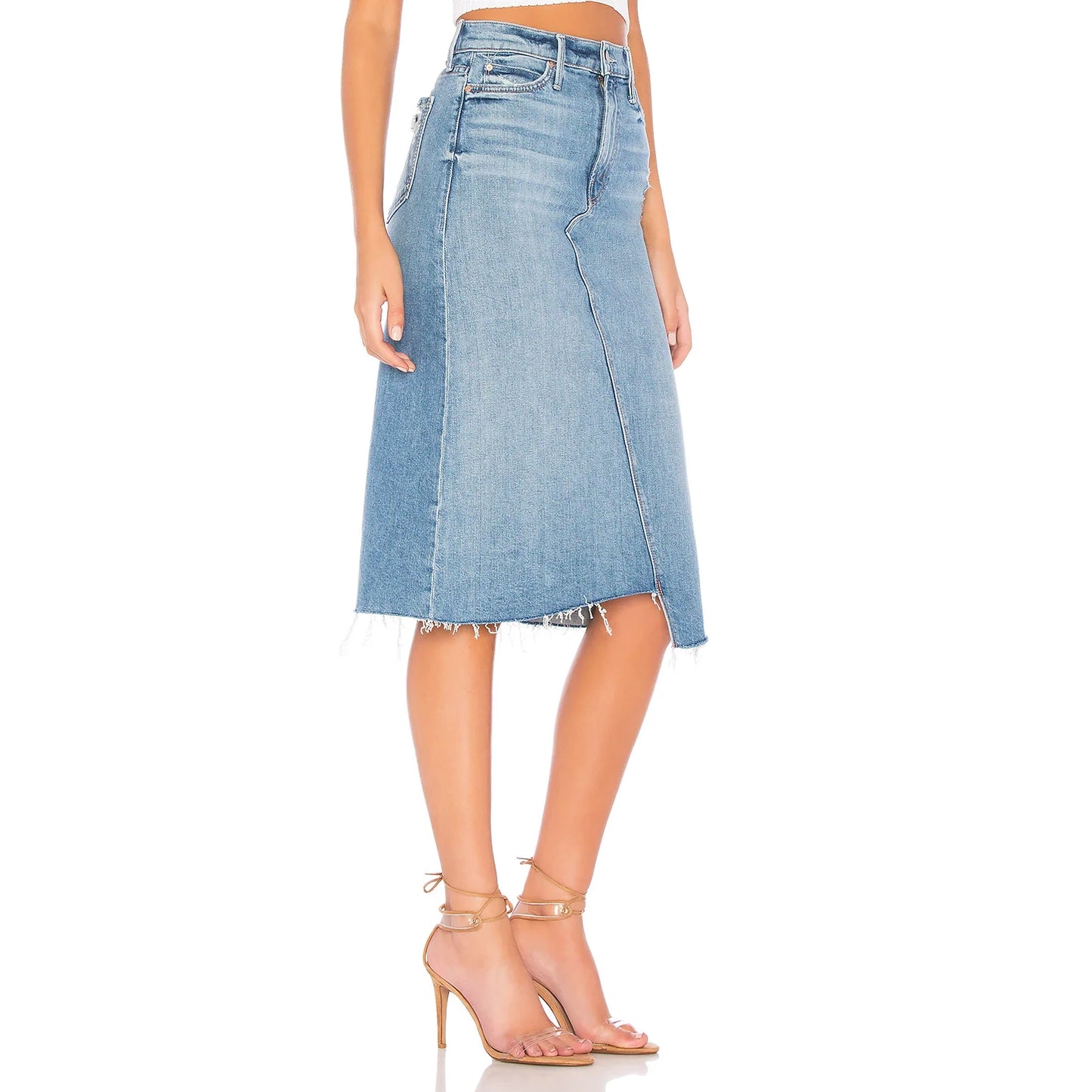 Mother Denim "A Step Midi" Denim Skirt in "Misbeliever", size 26