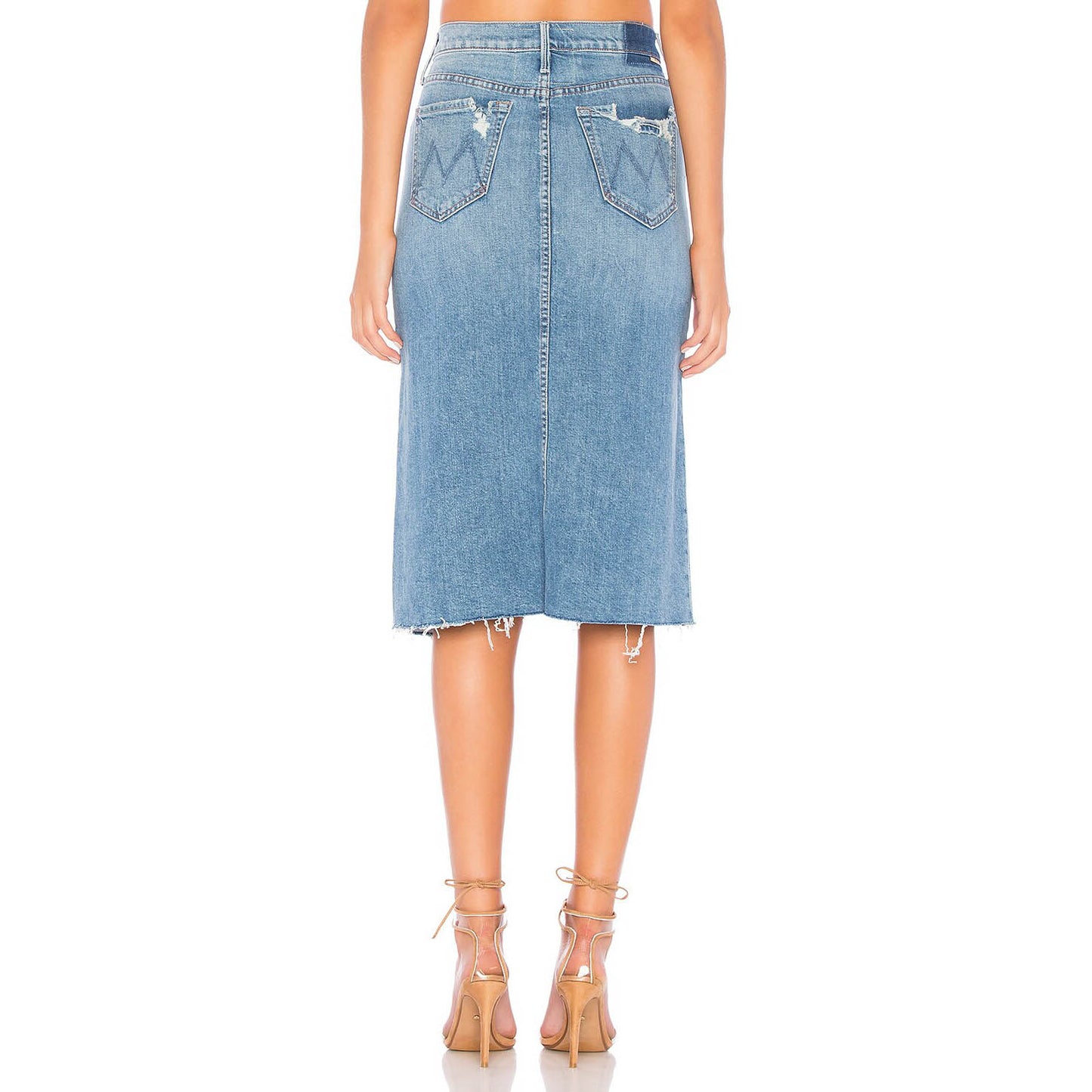 Mother Denim "A Step Midi" Denim Skirt in "Misbeliever", size 26