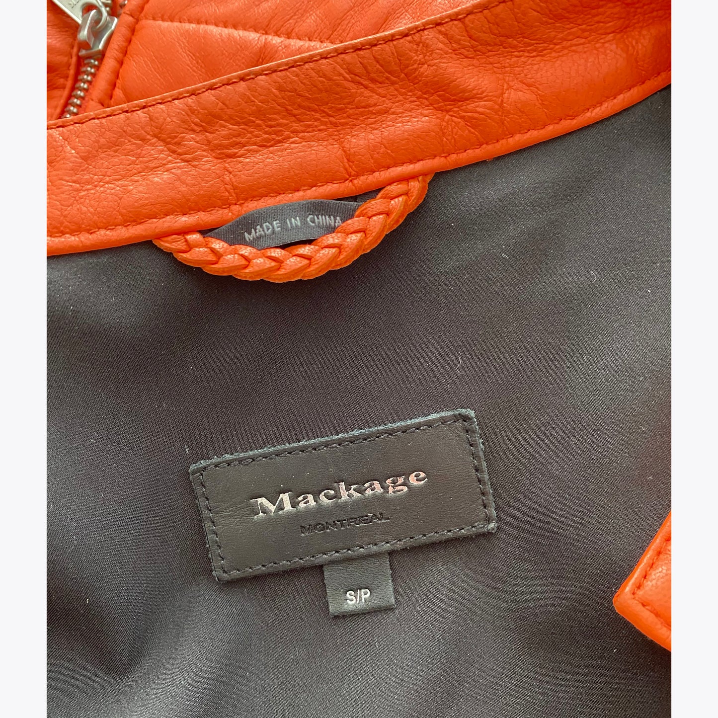 Mackage "Mirella" Moto Jacket in Poppy, size Small