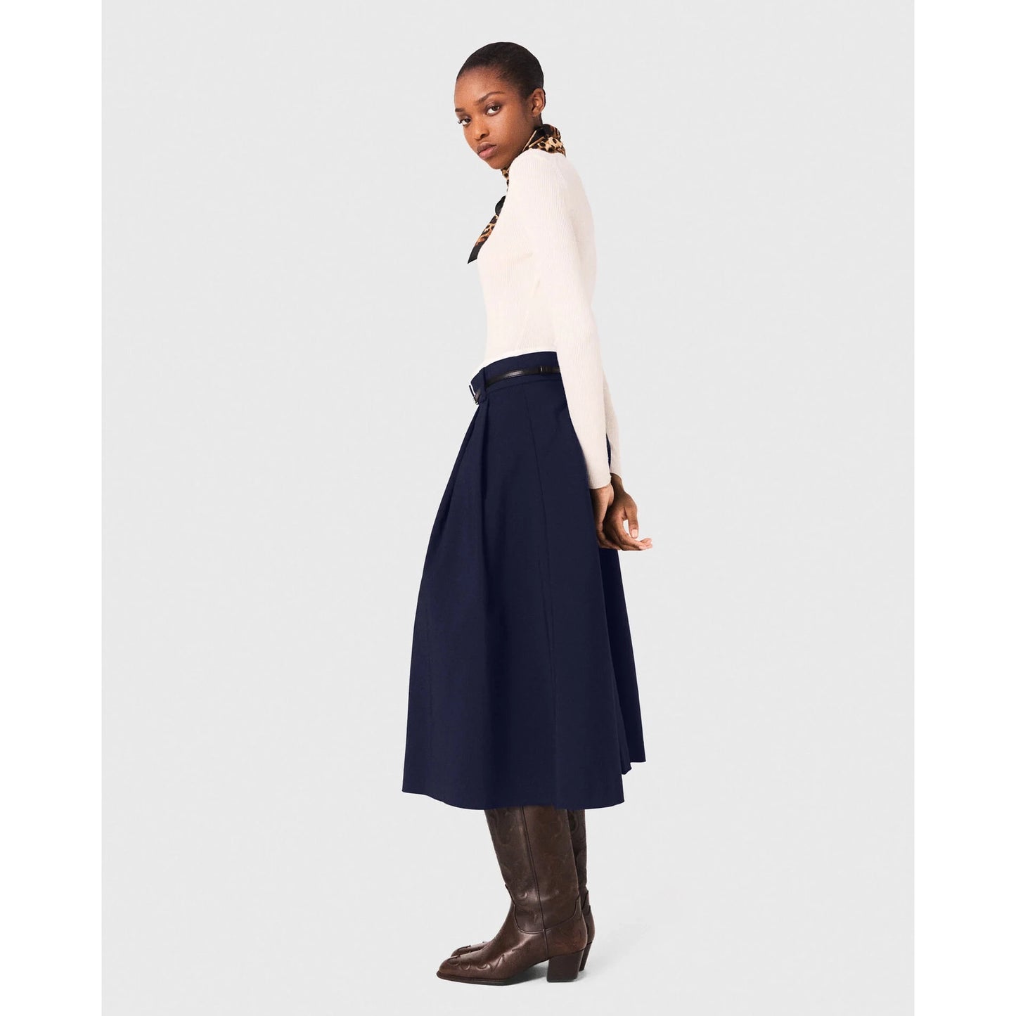 Maje Pleated Skirt in Marine, size 36