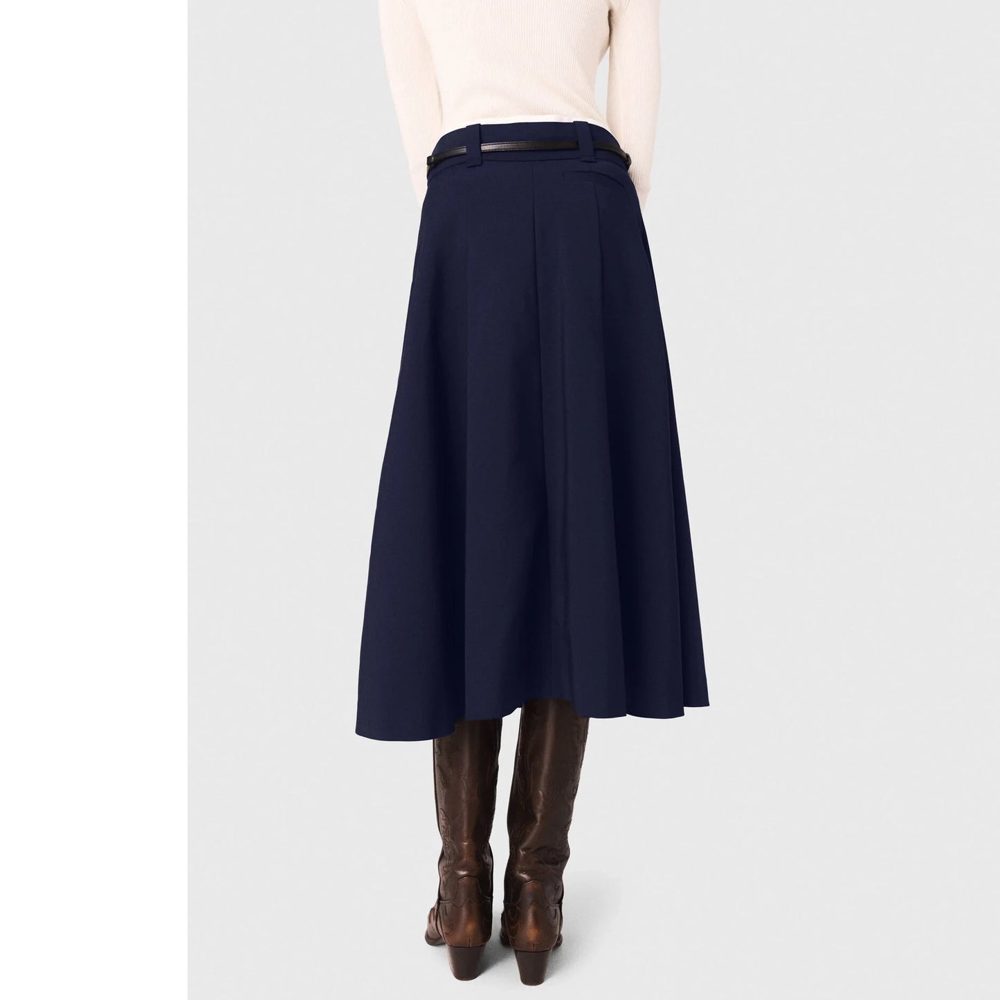 Maje Pleated Skirt in Marine, size 36