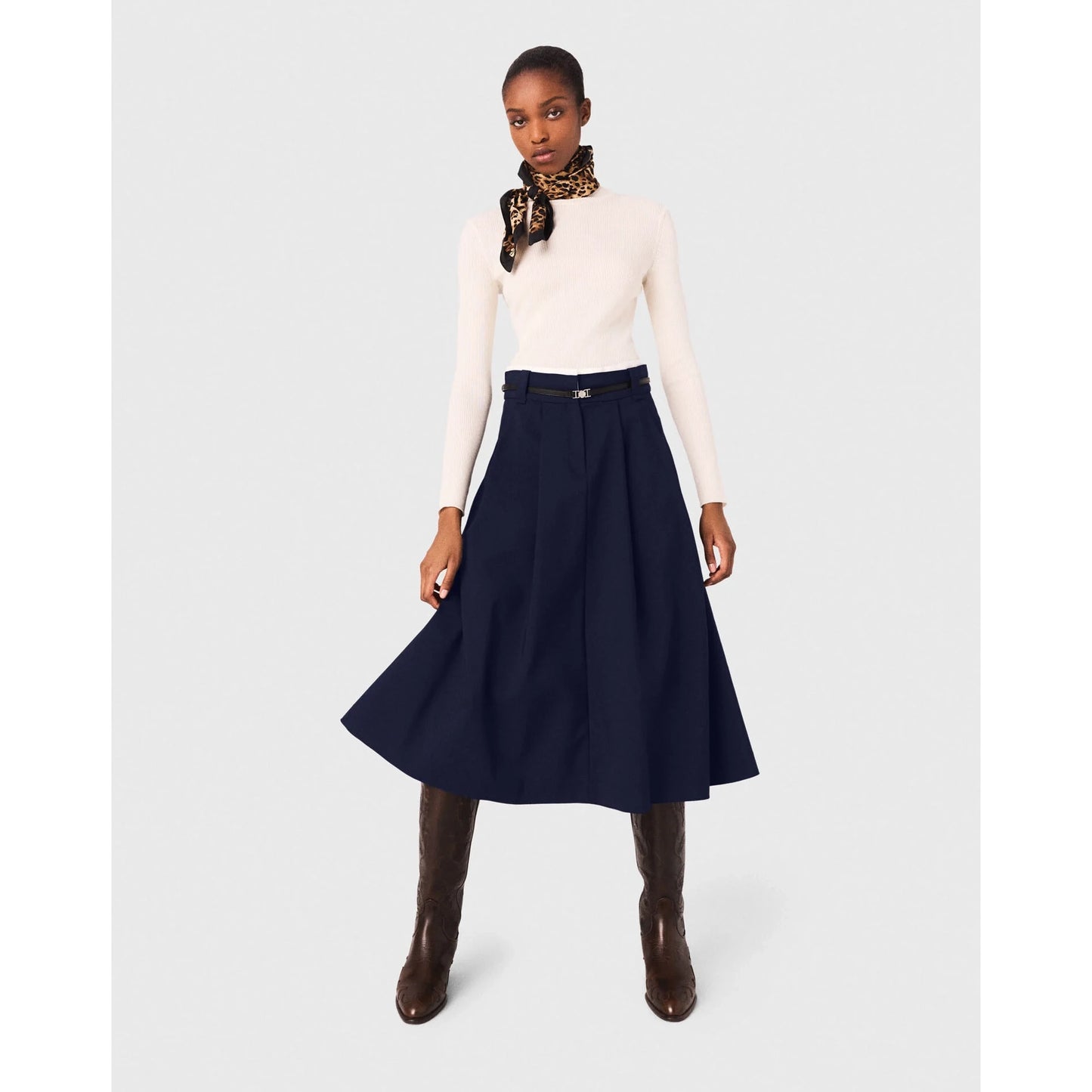 Maje Pleated Skirt in Marine, size 36