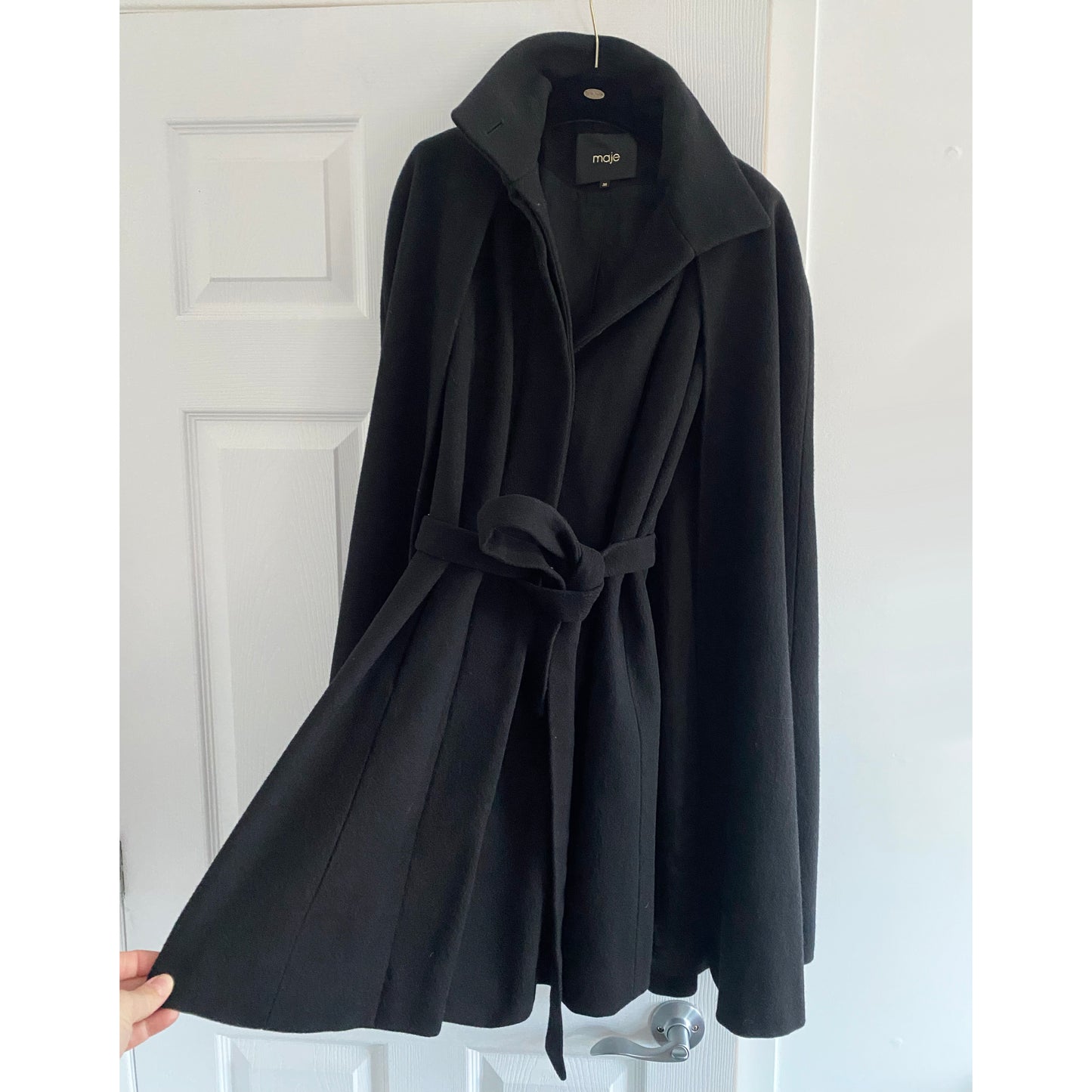 Maje Black Wool Cape, size 38 (like a size small)