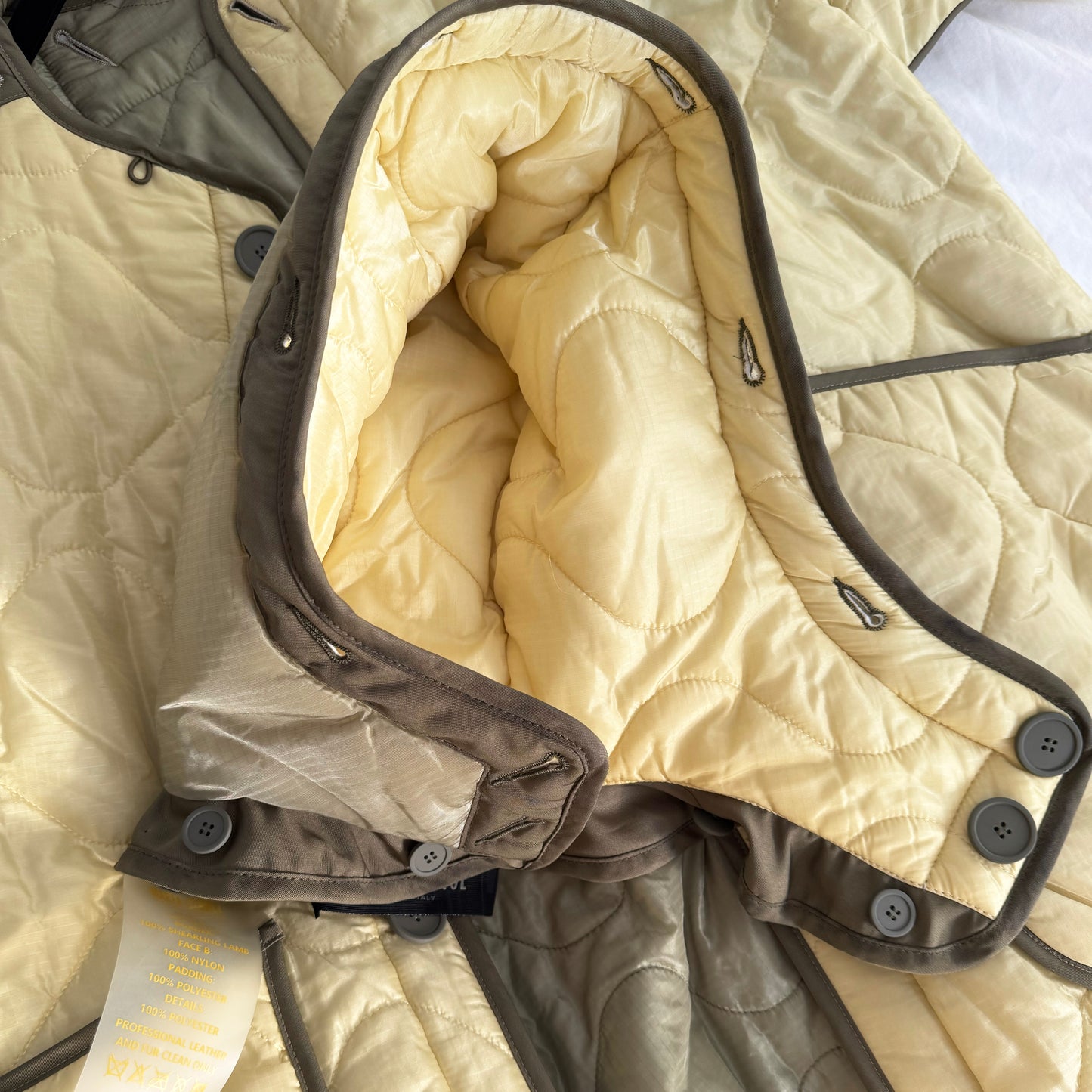 Marfa Stance Jacket w Hood + Fur Collar in Green, size Small