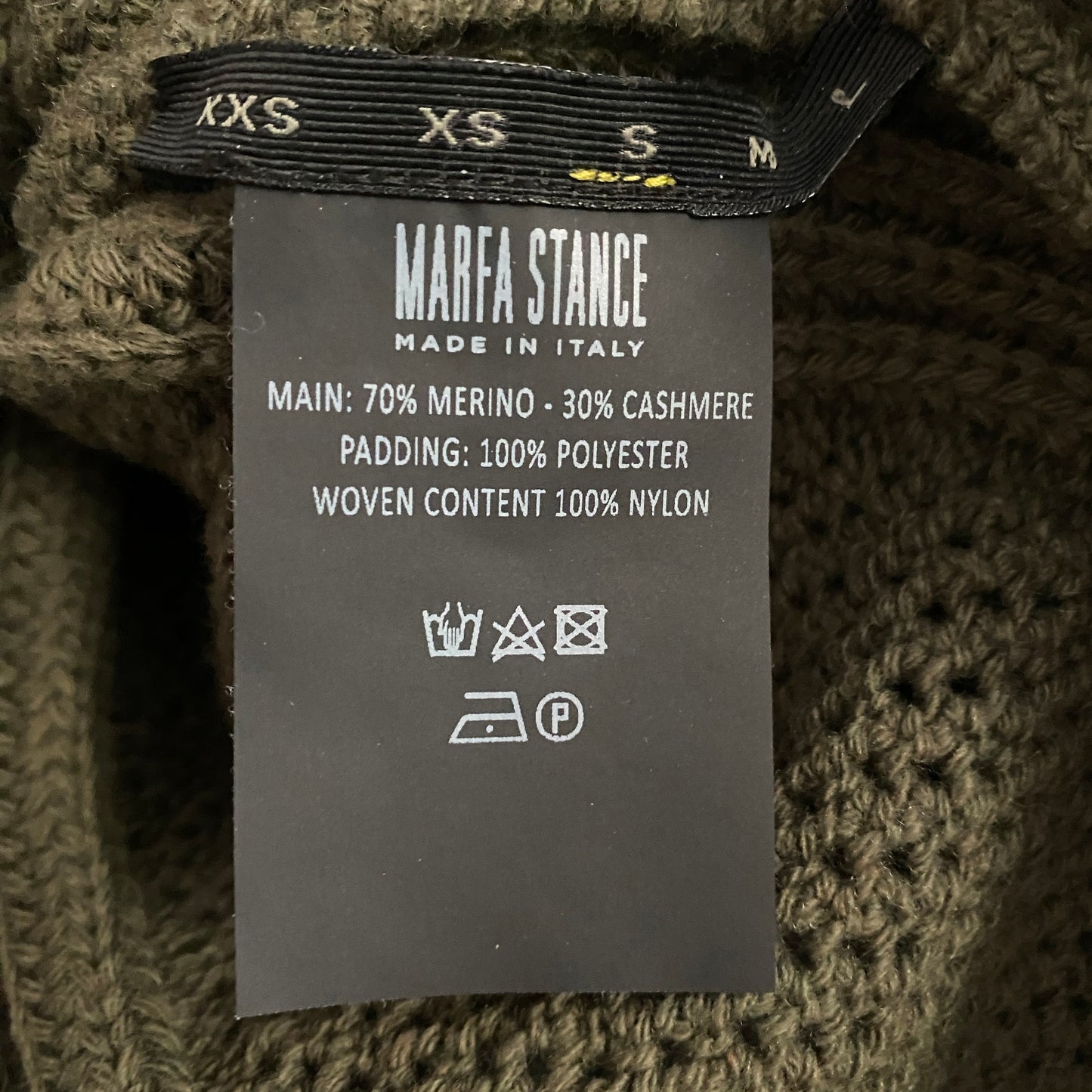 Marfa Stance Convertible Rib Crew Jumper in Olive Green, size Small