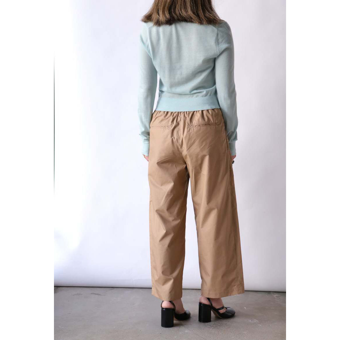 Maria McManus Drawstring Waist Cotton Pant in Taupe, size Small