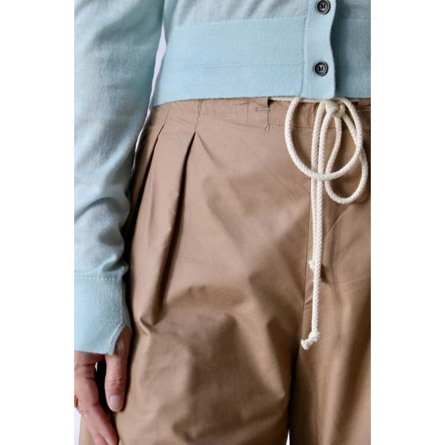 Maria McManus Drawstring Waist Cotton Pant in Taupe, size Small