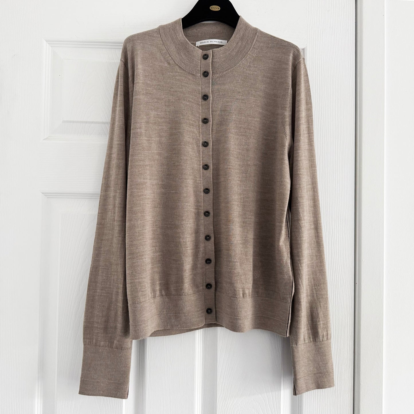 Maria McManus Beige Tiny Button Cardigan in "Stone", size Large
