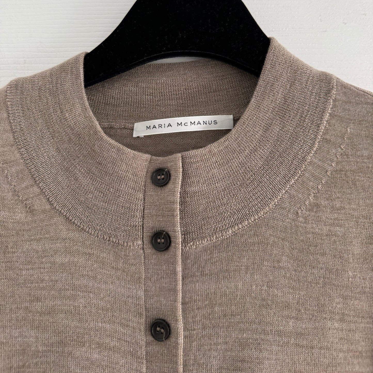 Maria McManus Beige Tiny Button Cardigan in "Stone", size Large