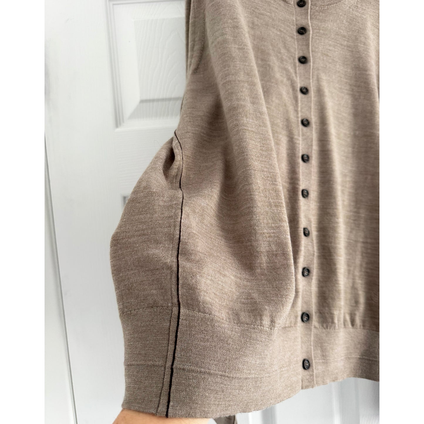 Maria McManus Beige Tiny Button Cardigan in "Stone", size Large