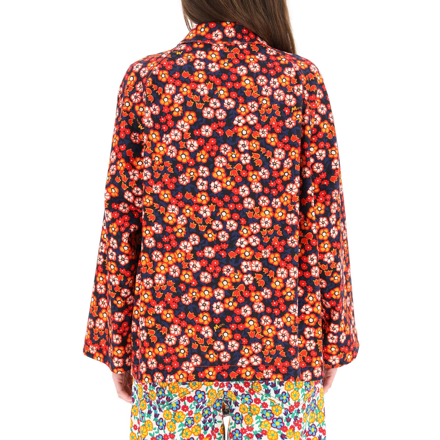 Marni Red Floral Print Jacket, size 40 (fits oversize - up to XL)