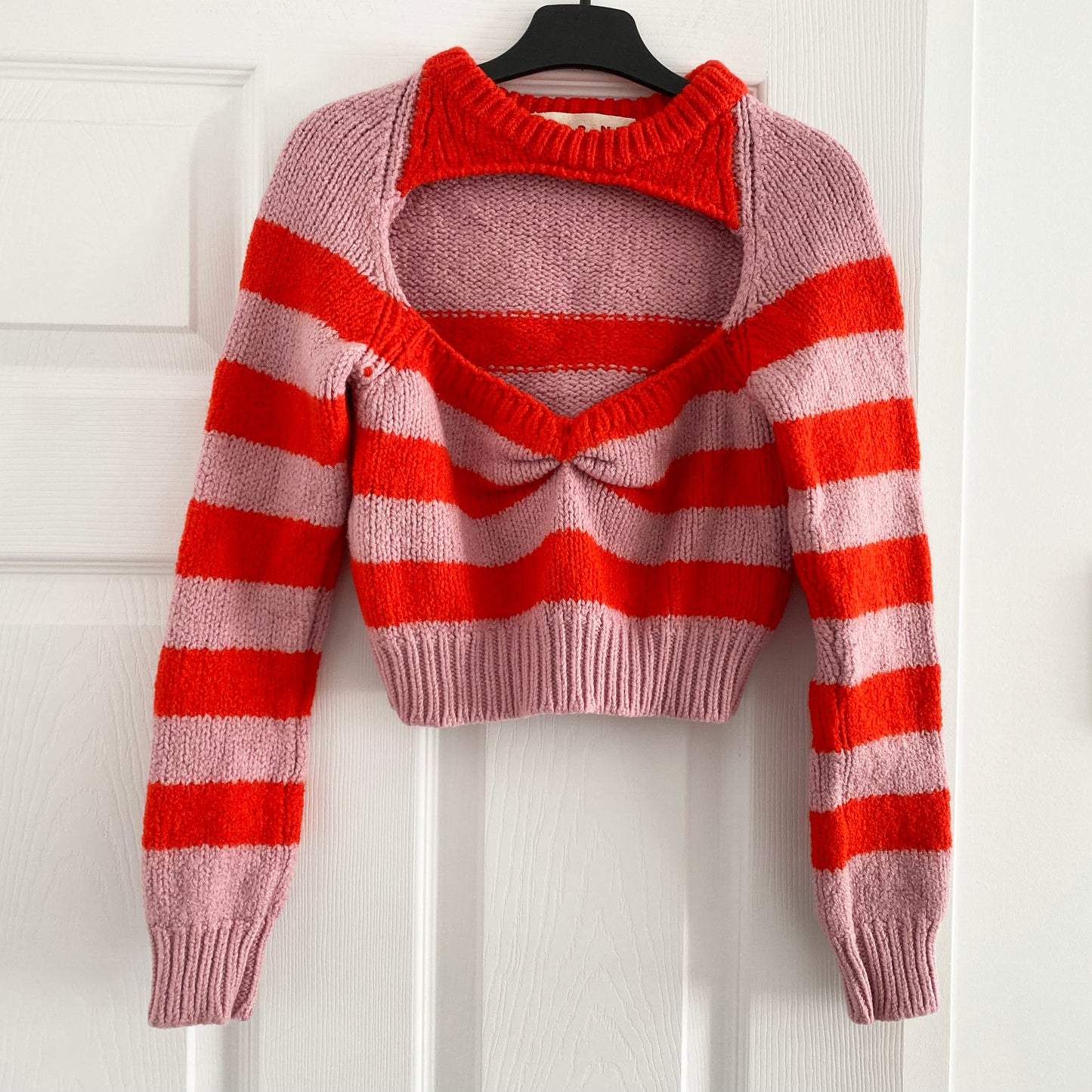 Marni Striped Crop Sweater in Red/Pink, size 42 (fits size small)