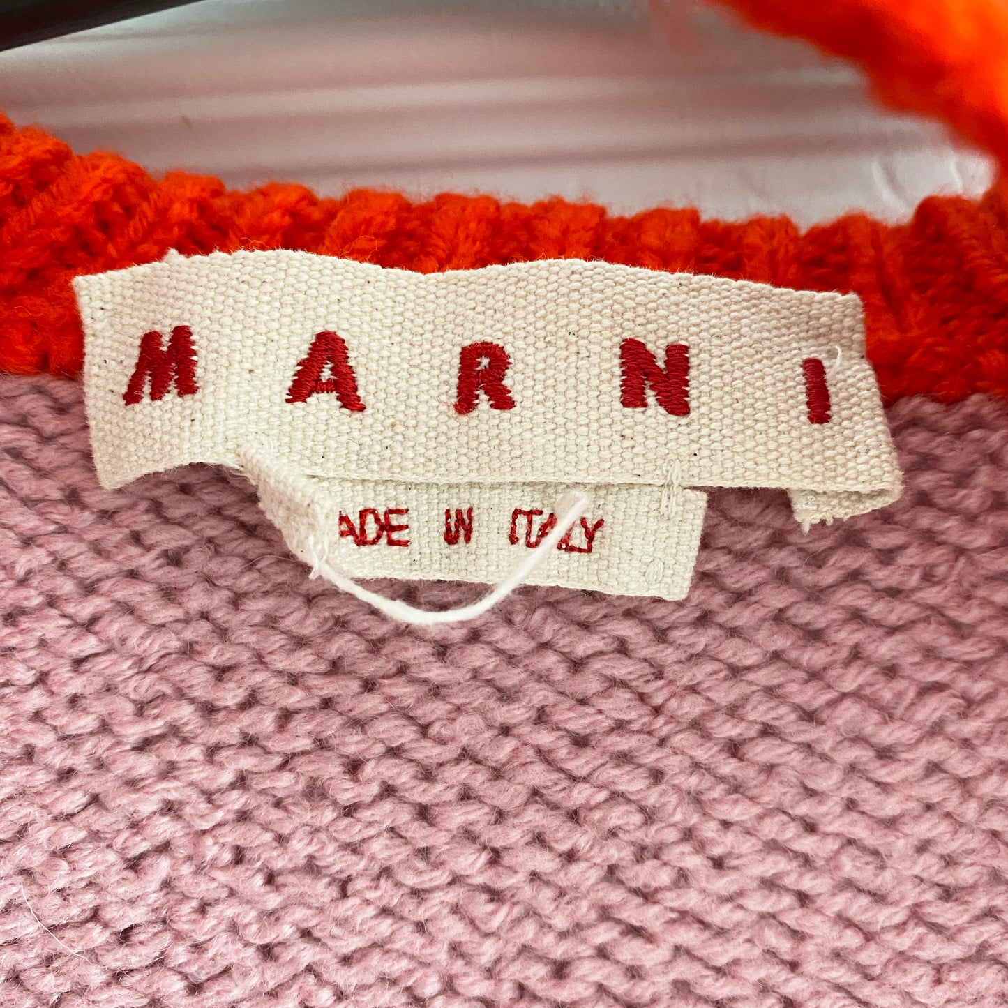 Marni Striped Crop Sweater in Red/Pink, size 42 (fits size small)