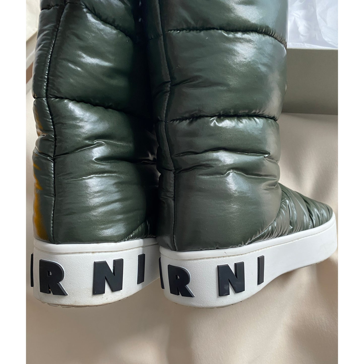 Marni Puffer Winter Boot in Green, size 39