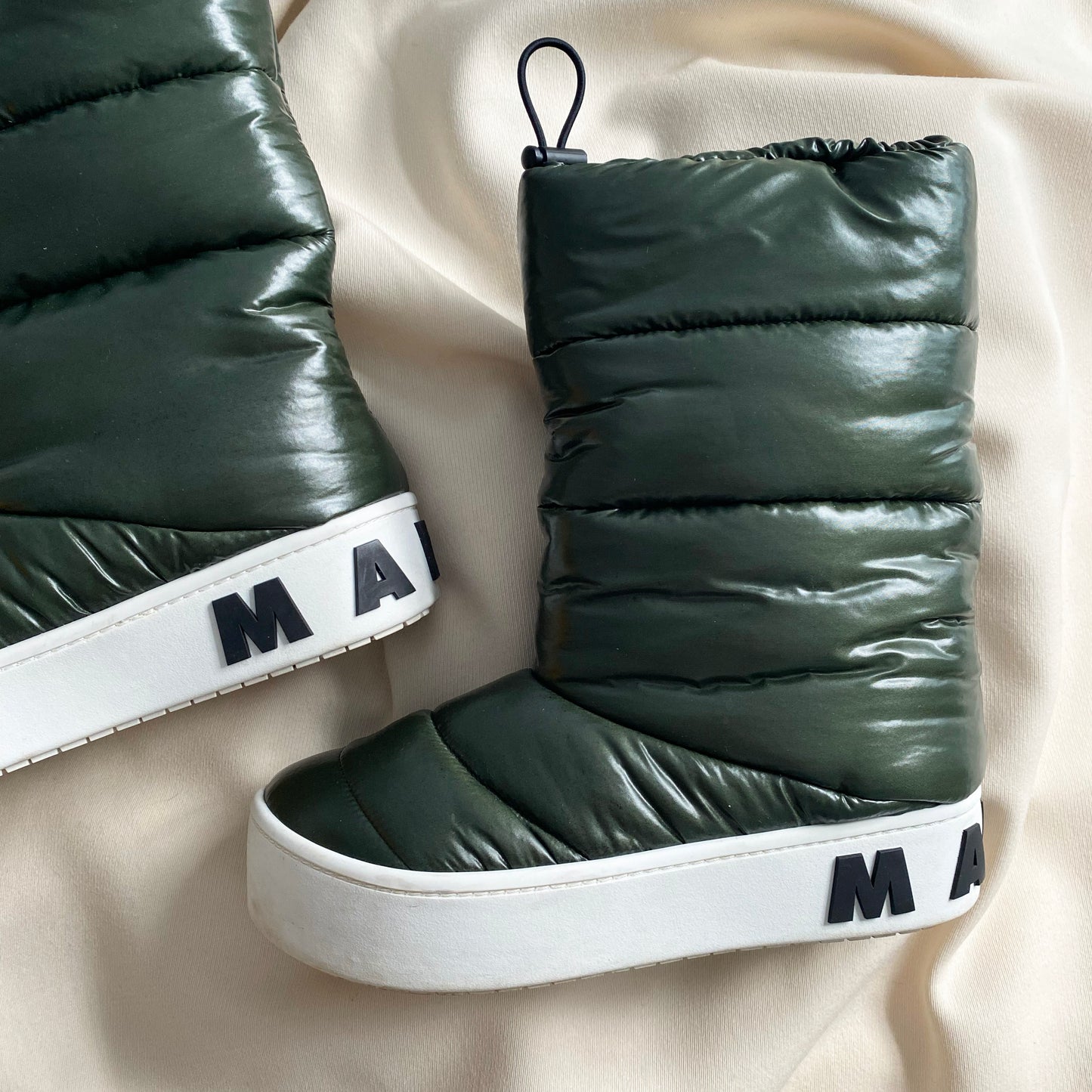 Marni Puffer Winter Boot in Green, size 39