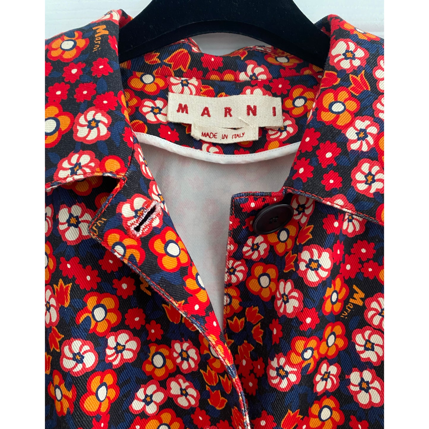 Marni Red Floral Print Jacket, size 40 (fits oversize - up to XL)