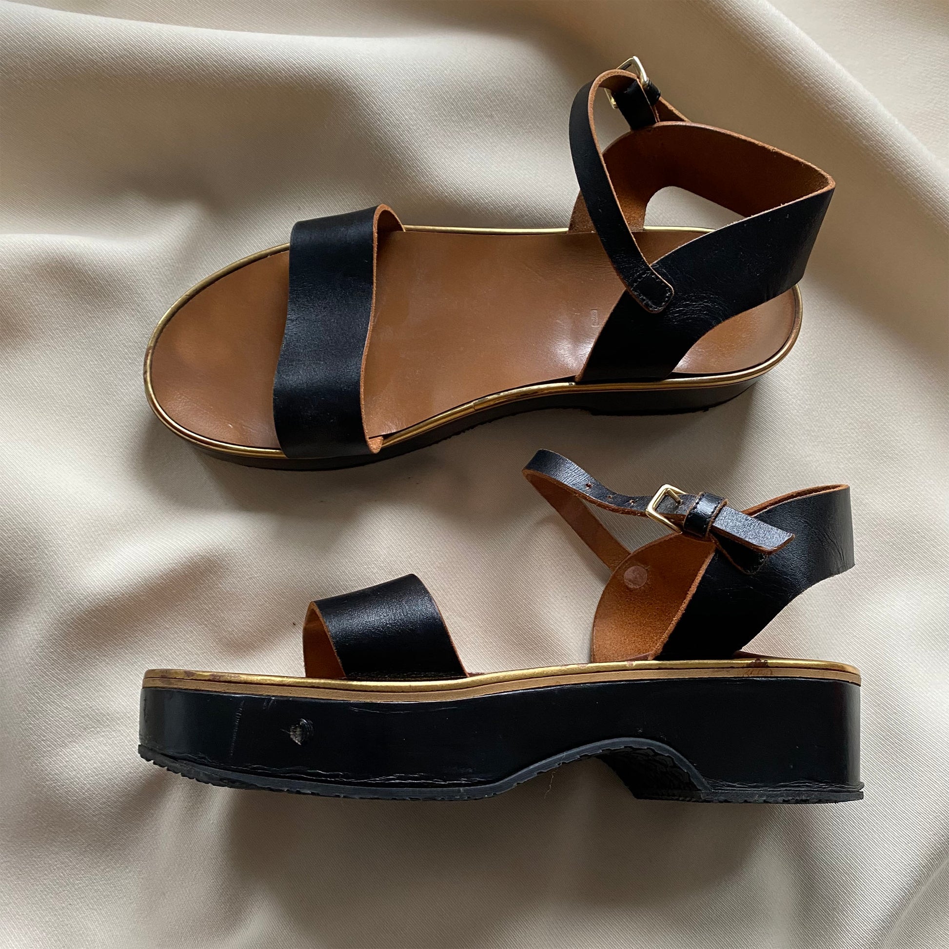 Marni Black Leather Platform Sandals, size 411