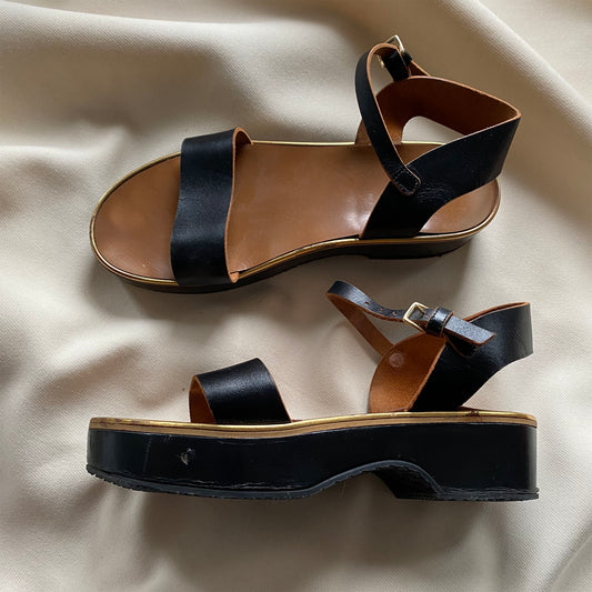 Sandales à plateforme en cuir noir Marni, taille 41