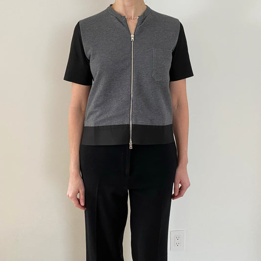 Marni Gris/Noir Manches courtes Zip Up, taille 40 (convient à la taille Xs/S)