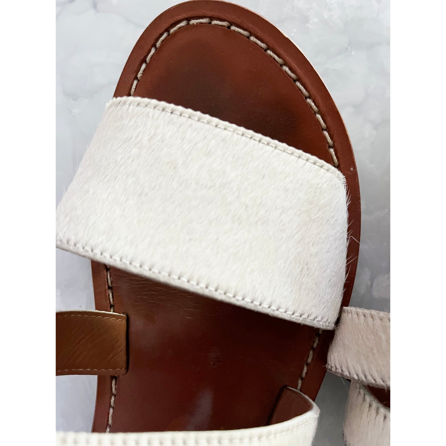 Marni Ivory Ponyhair Sandals, size 38