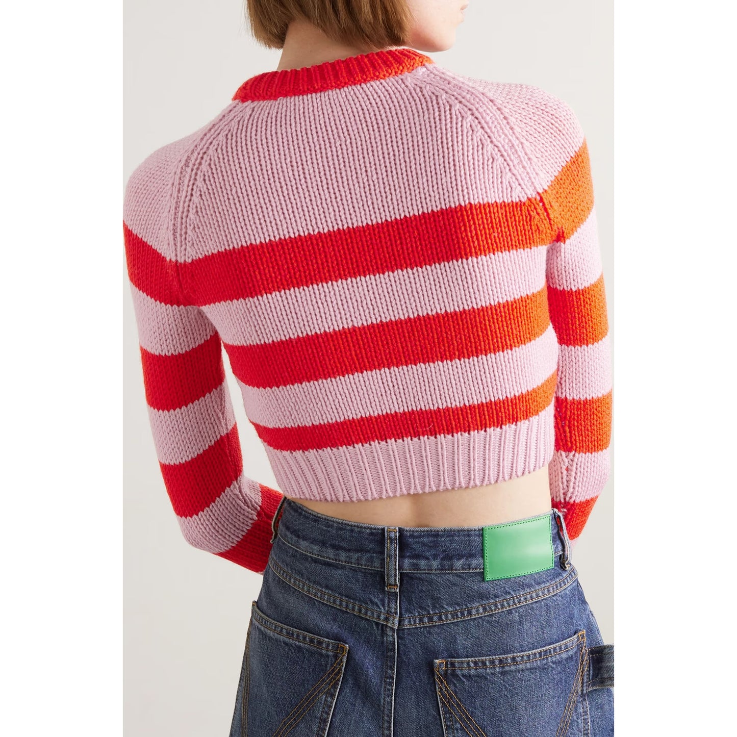 Marni Striped Crop Sweater in Red/Pink, size 42 (fits size small)