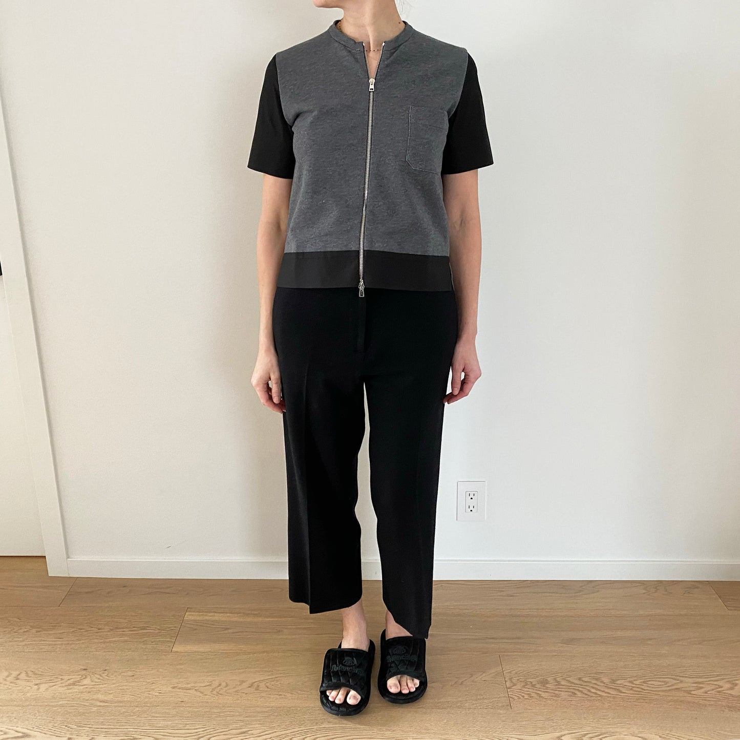 Marni Gris/Noir Manches courtes Zip Up, taille 40 (convient à la taille Xs/S)