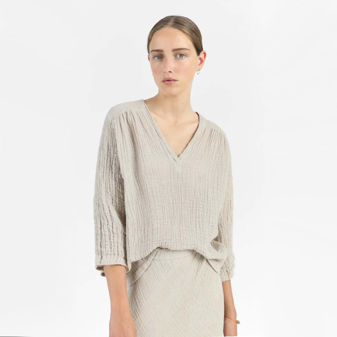 Masscob "Roya" Crinkled Linen Top, size XS (fits size Small)
