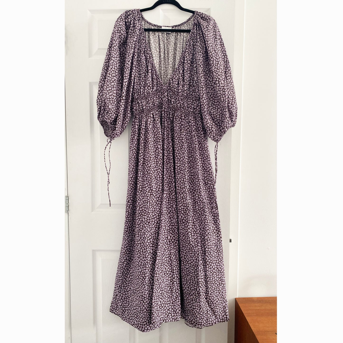 Matteau Shirred Cotton Dress, size "4" aka size large