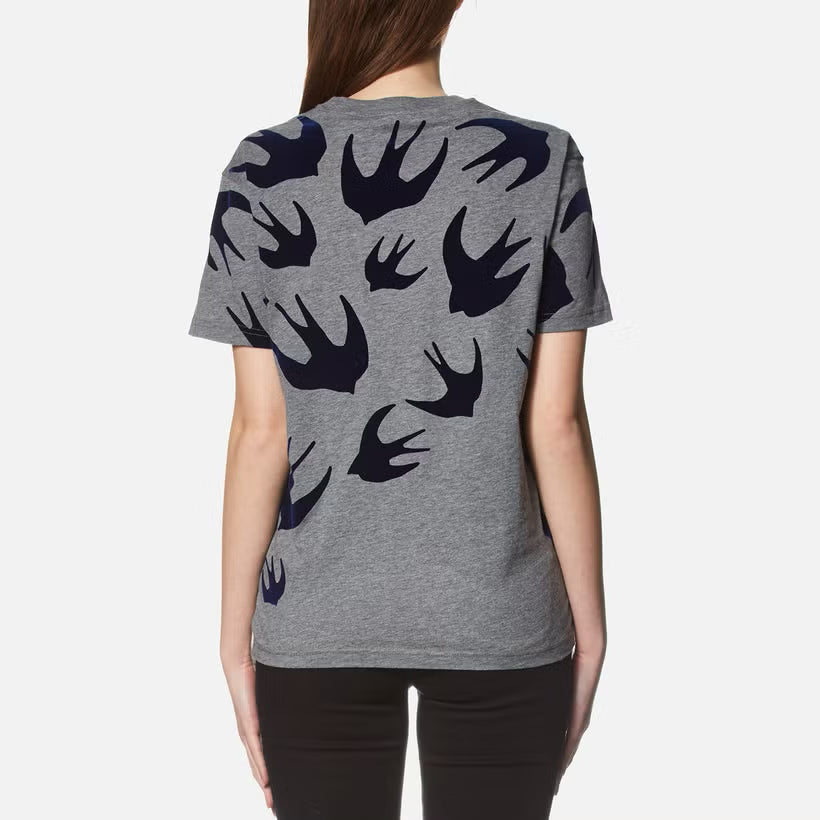 McQ by Alexander McQueen Swallows Print Tee Shirt, size Medium