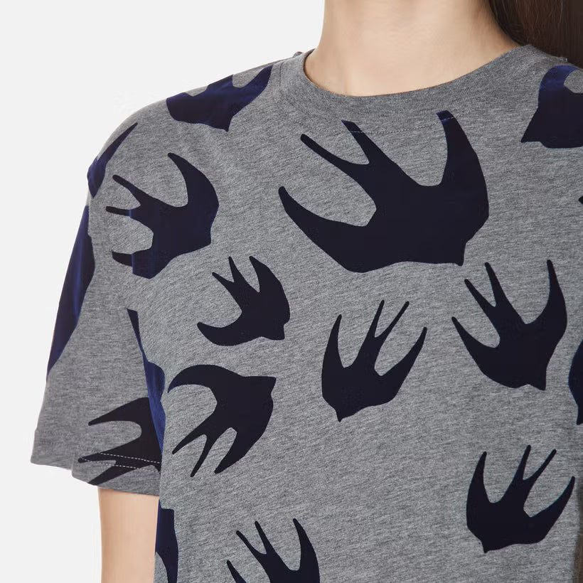 McQ by Alexander McQueen Swallows Print Tee Shirt, size Medium