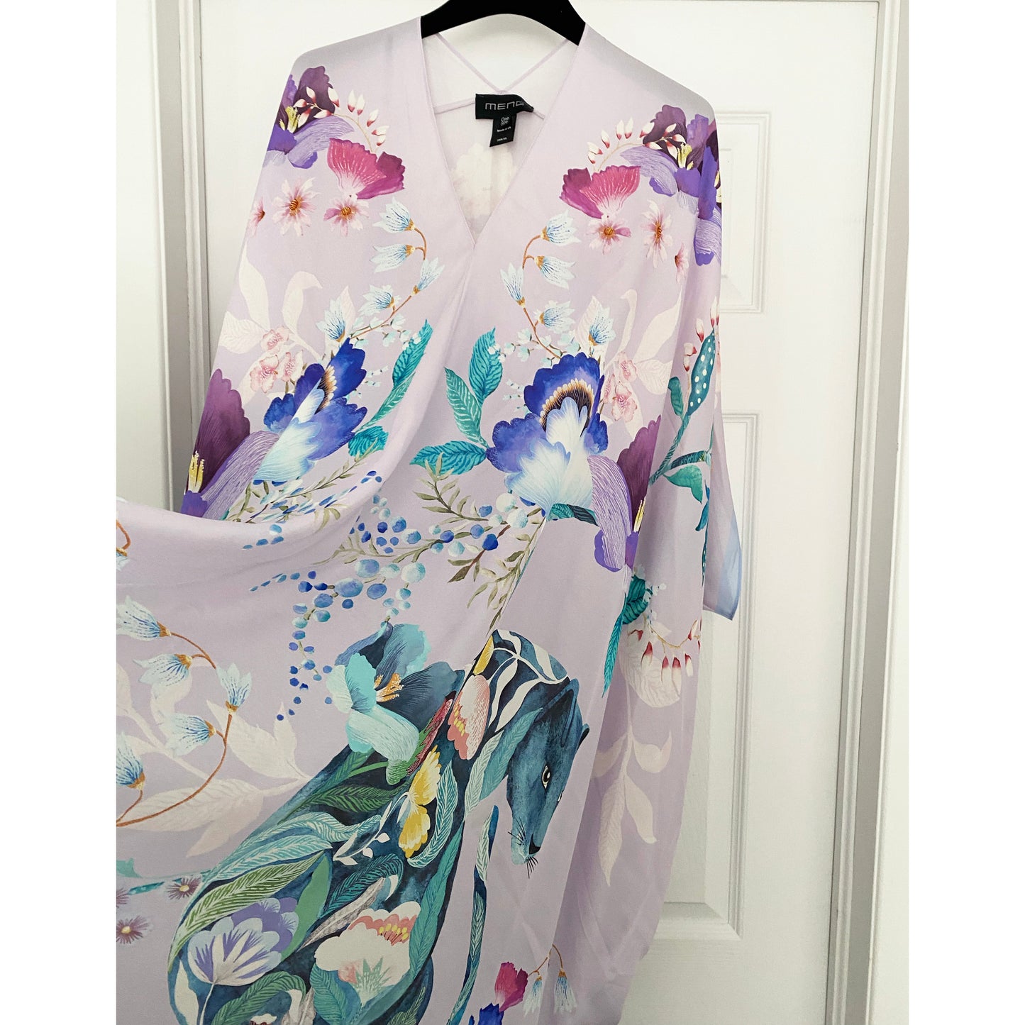 MENG Printed Silk Kaftan in Lilac, One Size Only