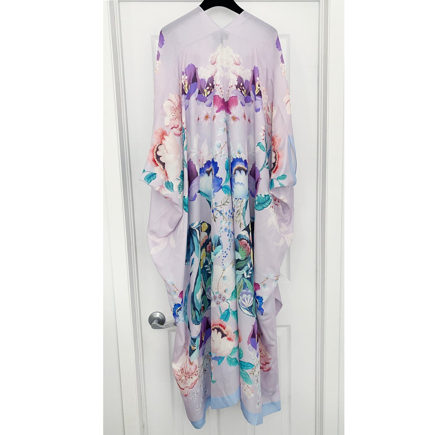 MENG Printed Silk Kaftan in Lilac, One Size Only