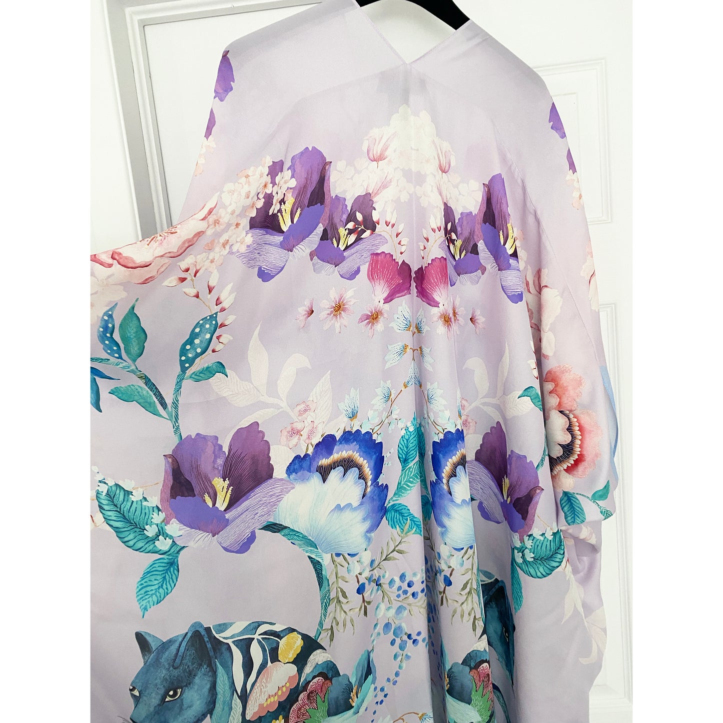 MENG Printed Silk Kaftan in Lilac, One Size Only