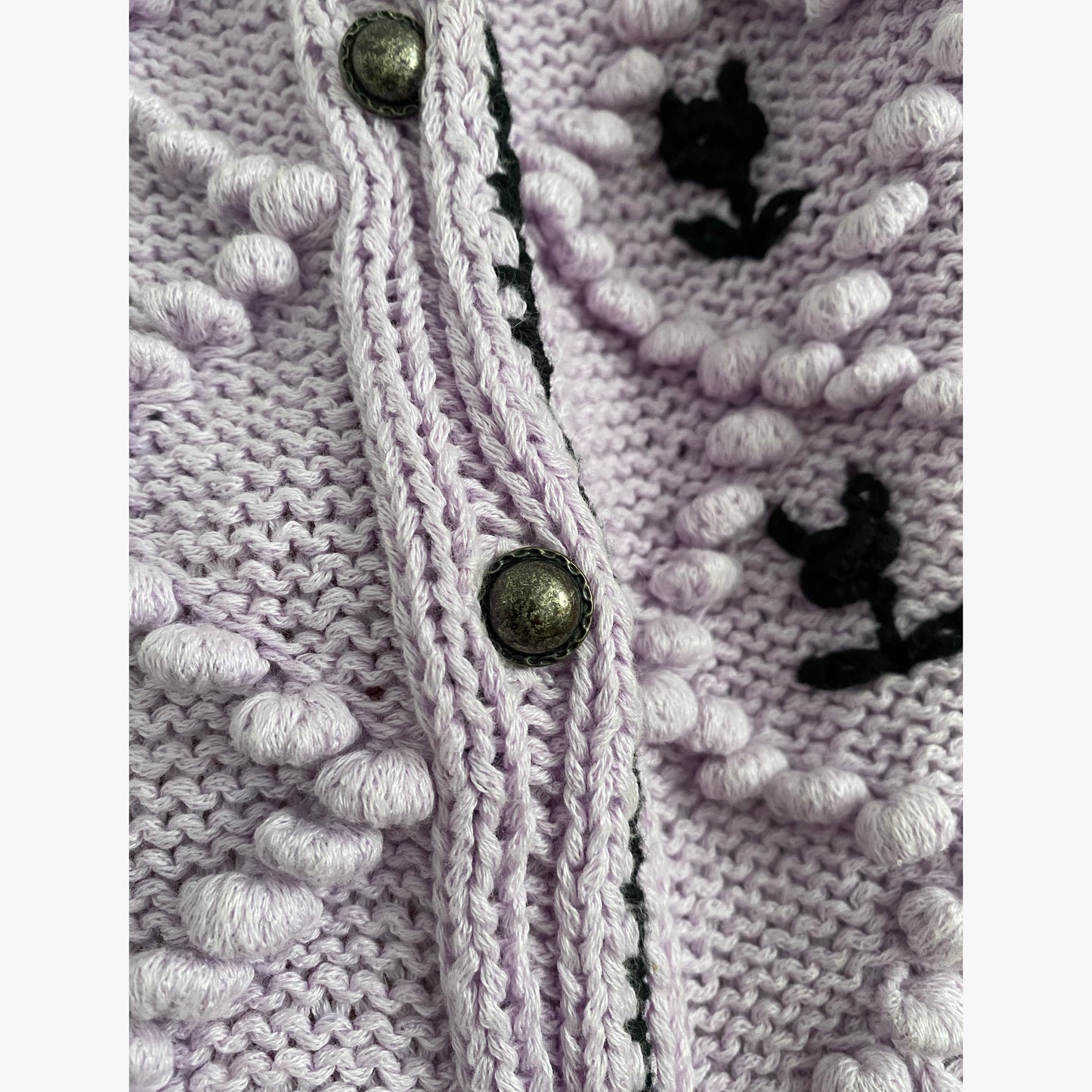 Michaela Buerger Crochet "Karla" Cardigan in Lilac, Size Small