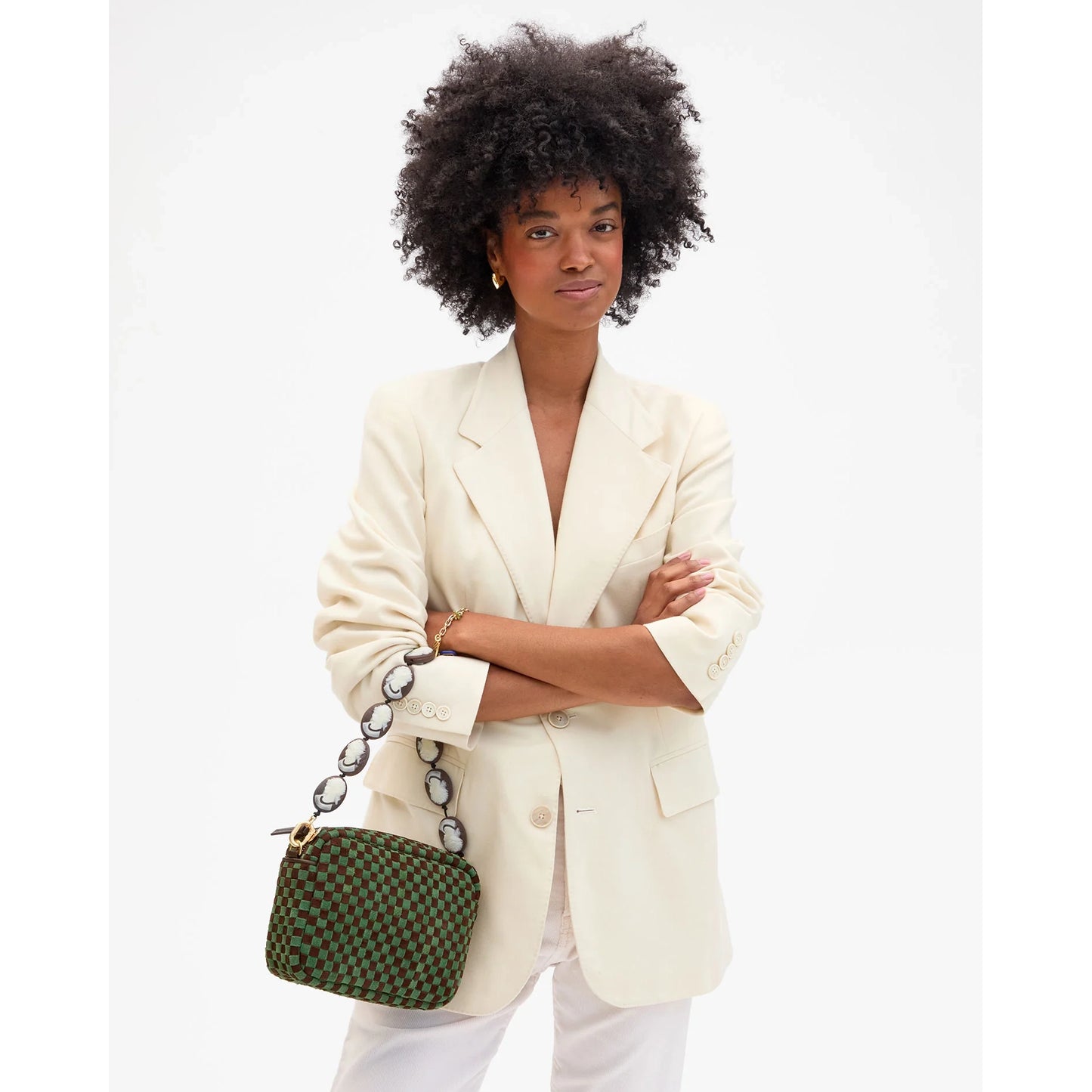 Clare V "Shortie" Strap Brown/Cream Cameo