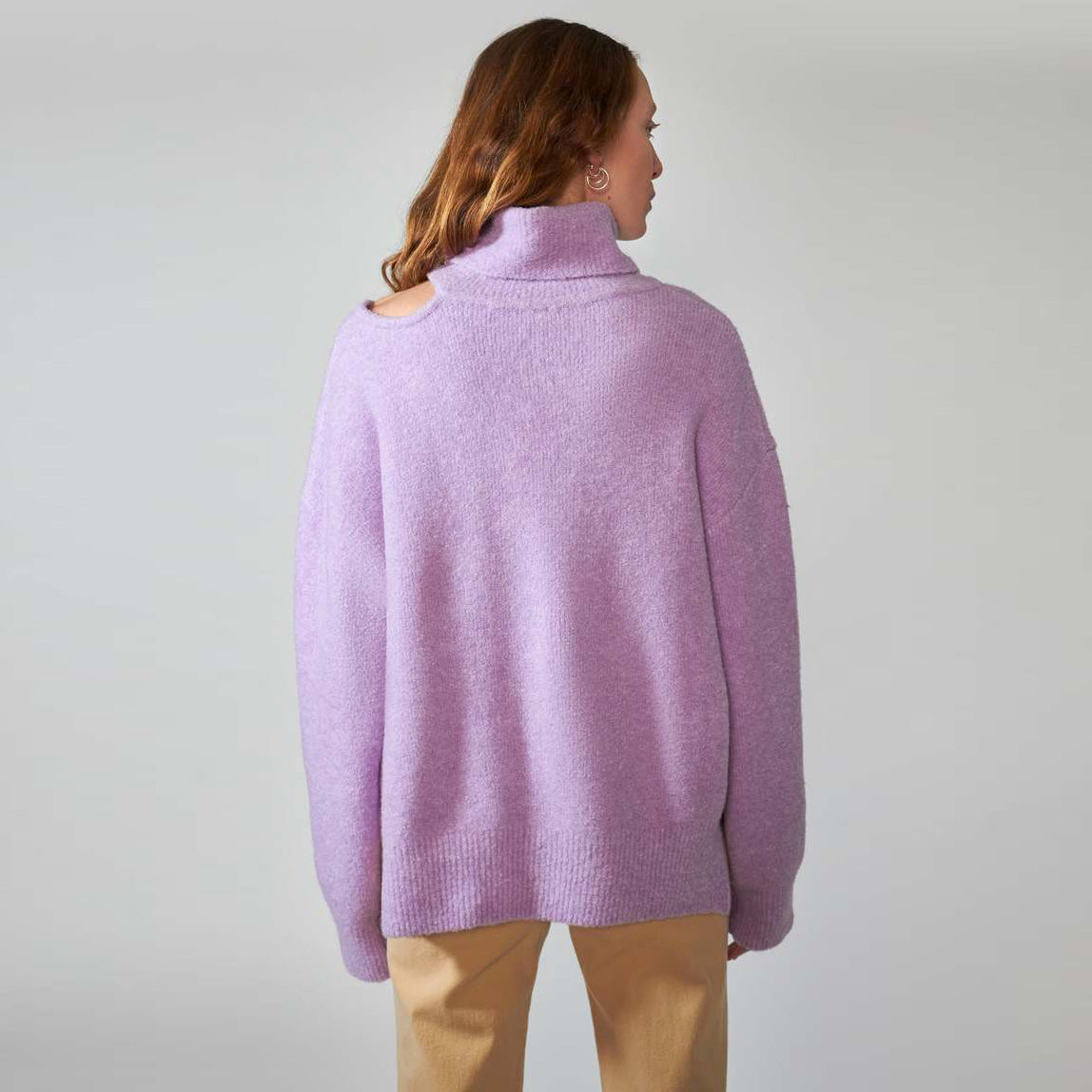 Rejina Pyo "Miki" Cutout Neckline Turtleneck in Purple, size XS