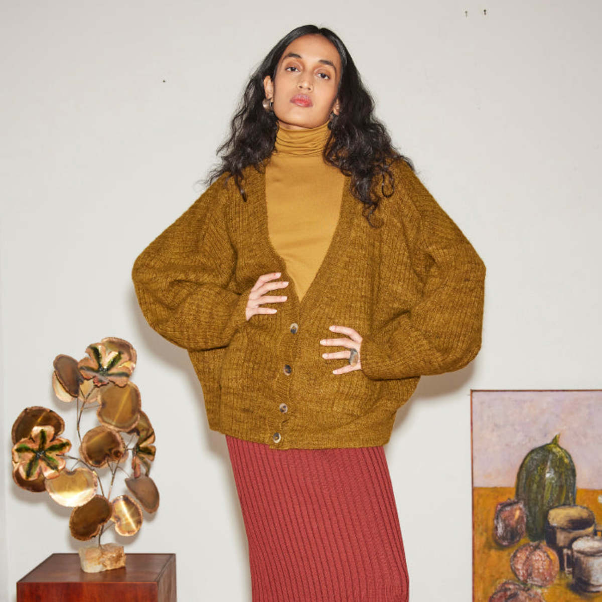 Misha & Puff "Verso" Cardigan in "Antique Brass", size M/L (fits like XL)